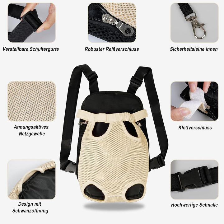 FEimaX Hunde Rucksack Hundetragetasche Verstellbar Frontrucksäcke Atmungsaktiv und Bequem Haustier T
