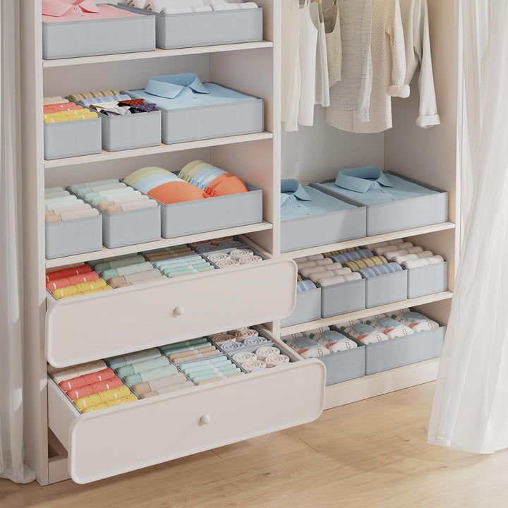 DIMJ 12er Schubladen Ordnungssystem Schubladen Organizer, Faltbare Aufbewahrungsbox Stoff, Unterwäsc