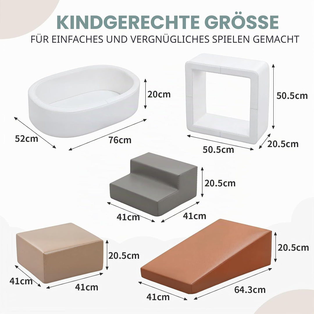 Schaumstoff Bausteine Kinder Klettern Indoor: 5 Softbausteine Riesenbausteine Spielbausteine mit Bäl