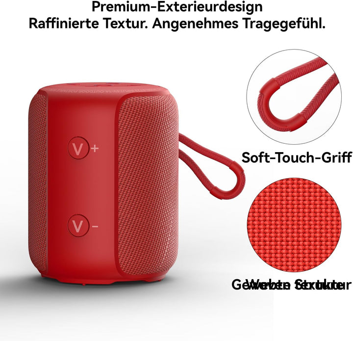 Bobtot Tragbarer Bluetooth-Lautsprecher, IPX6 wasserdicht, über 15 Stunden Akkulaufzeit, kraftvoller