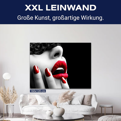 wandmotiv24 Leinwandbild 260 g/m² - Kunstdruck auf Leinwand - Wandkunst - Wandbild mit Frauen Lippen