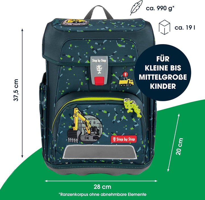 Step by Step Schulranzen-Set Cloud, 5-teilig, ergonomischer Tornister mit Reflektoren, höhenverstell