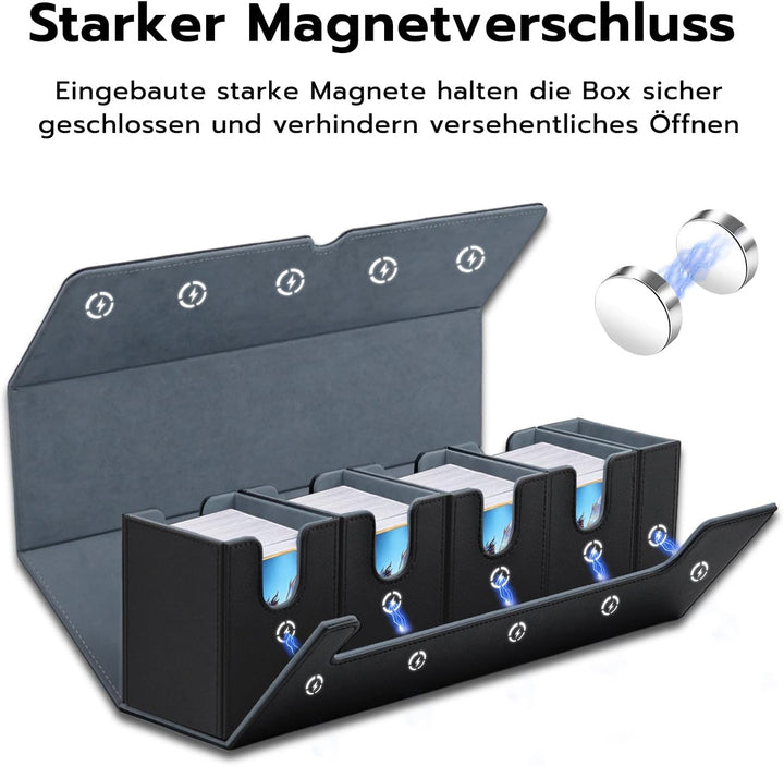 5 in 1 Card Deck Box for MTG, Gathering Kartenbox für 800+ Ungesleevte Karten mit Würfelablage, PU L
