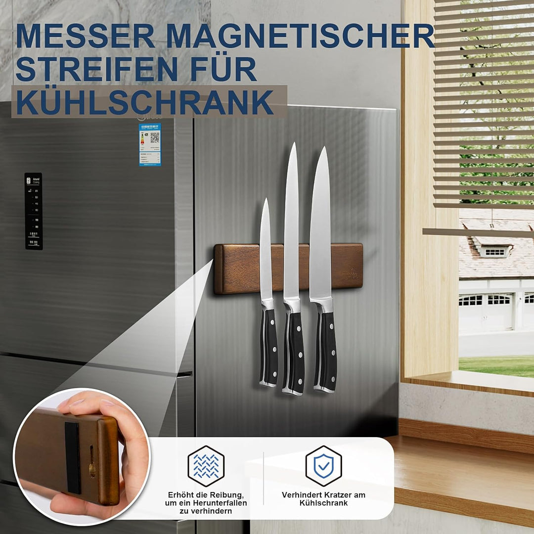 ENOKING Magnetleiste Messer 26 cm, Messerblock Magnetisch ohne Messer, Magnet Messerhalter aus Akazi