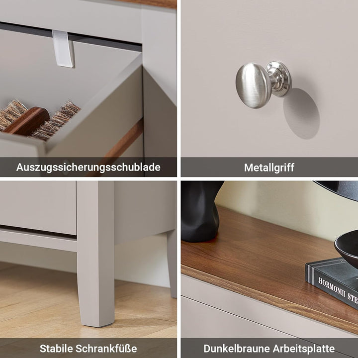 SoBuy Schuhschrank Schmal Schuhkipper Schuhkommode Schmal mit 2 Klappen & Schublade – Platz für 12 P