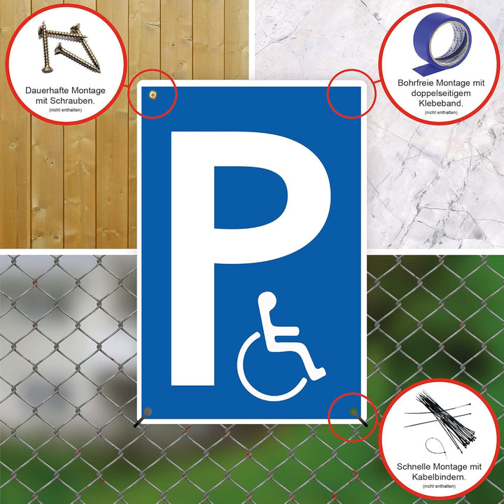 5 Stück XXL Behindertenparkplatz Schild 30 x 40 cm aus stabiler PVC Hartschaumplatte 5mm Parkplatz f