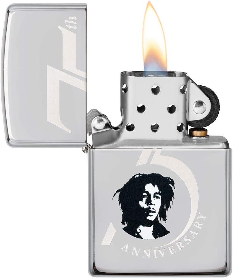 Zippo Feuerzeug Bob Marley Regular - Satin Chrome Hochglanz-chrom Zum 75. Jahrestag., Hochglanz-chro