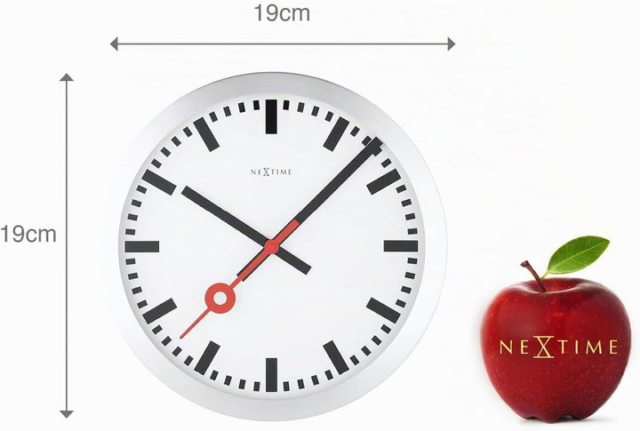 NeXtime 3999ST Wanduhr Bahnhofsuhr STATION, lautlos, rund, ø 35 cm, 34.8 x 4.5 cm 34.8 x 4.5 cm Silb