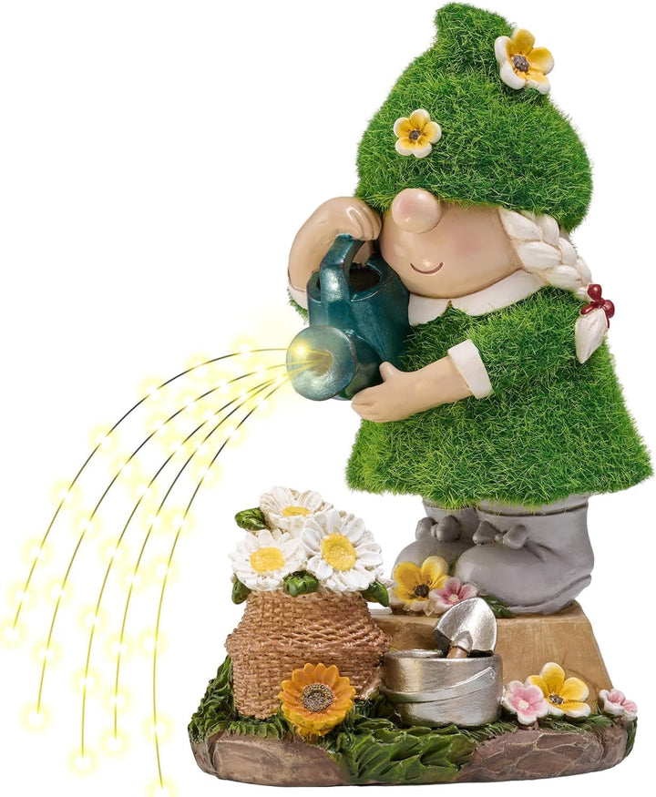 TERESA'S COLLECTIONS Gartenzwerge Gartendeko für Draussen,20cm Wetterfest Figur mit Solarleuchte,Blu