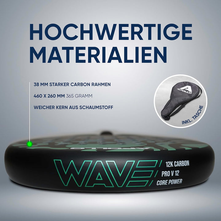 Apollo Padel Schläger - Padelschläger für Anfänger und Fortgeschrittene, Carbon-Schläger für Damen u