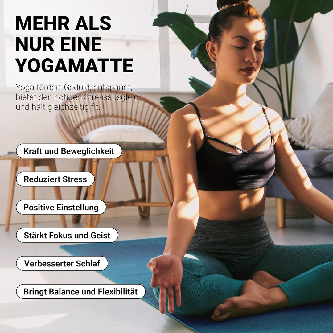 MSPORTS Gymnastikmatte, Yogamatte Premium inkl. Übungsposter 183 x 61 x 0,8 cm extrem rutschfest | H
