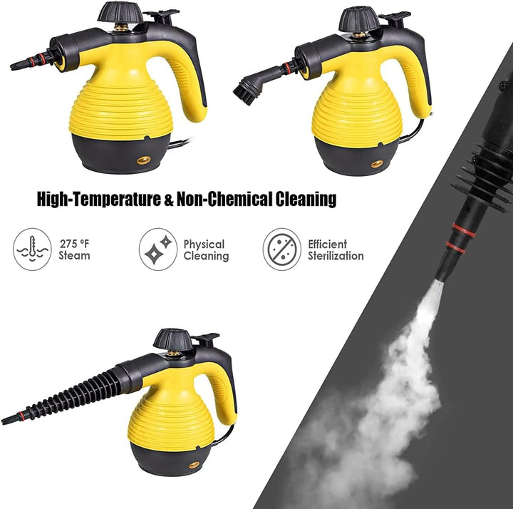 RELAX4LIFE Mehrzweck-Dampfreiniger, Handdampfreiniger 350ml Wassertank, Handgerät mit 9 Zubehörteile