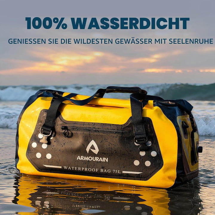 Motorrad-Trockentasche 75 L Grosse wasserdichte Reisetasche, Faltbare Reisetasche, Kofferraum-Sitzta