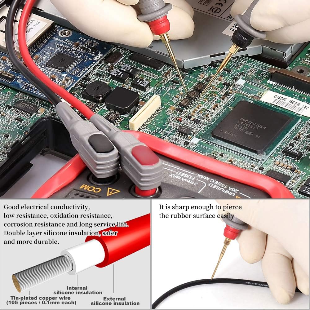 Bionso 21-Piece Multimeter Leads Kit Professional and Upgraded Test Leads Set with Replaceable Gold-