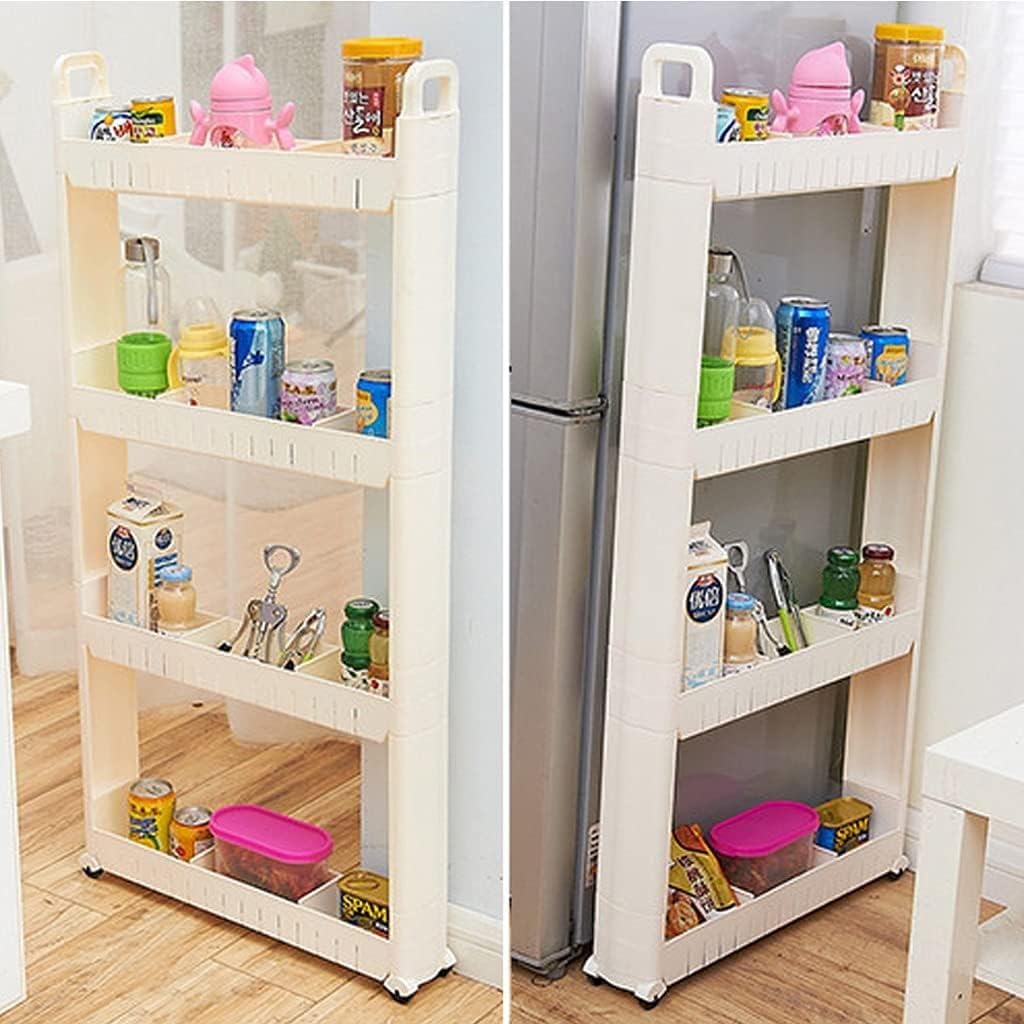 3/5-Tier Schmales Regal,Handwagen mit Rädern, Küchenwagen Rollwagen, Mobiler Lagerregal Organizer fü