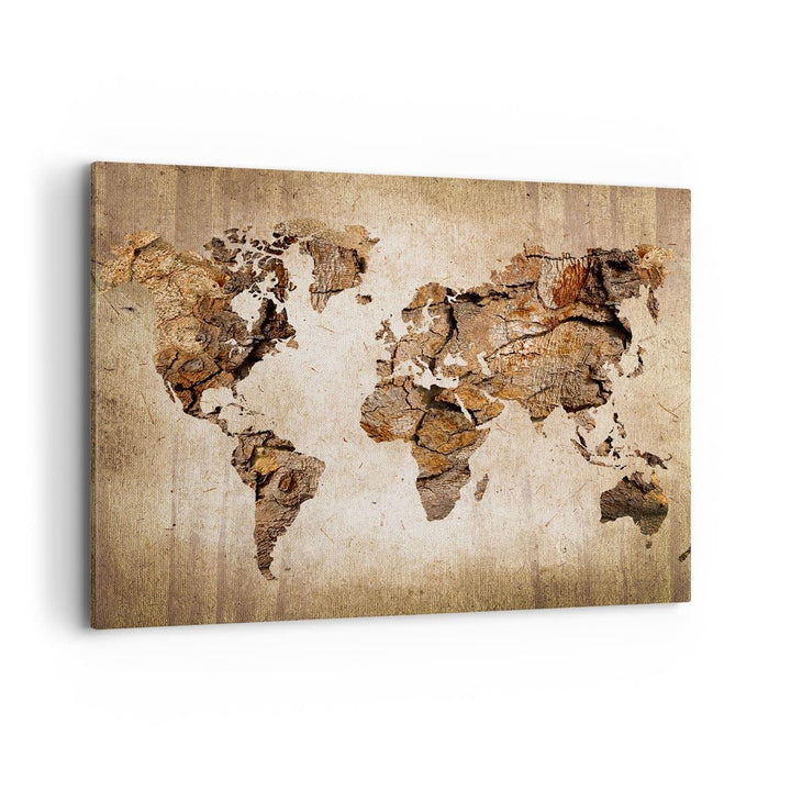 Bilder auf Leinwand 100x70cm Leinwandbild mit Rahmen Karte Welt modern Gross Wanddeko Bild Schlafzim