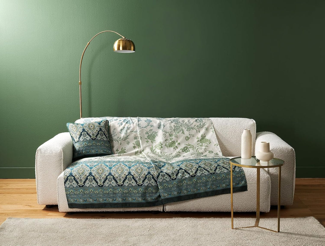 Bassetti AGRIGENTO Foulard aus 100% Baumwolle in der Farbe Olivegrün V1, Masse: 350x270 cm -9325952