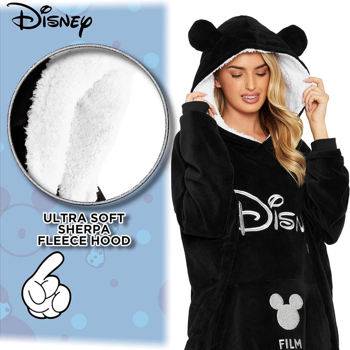 Disney Übergrosse Kapuzenpullover Damen Hoodie Decke Mädchen Teenager Herren Einheitsgrösse Schwarz,