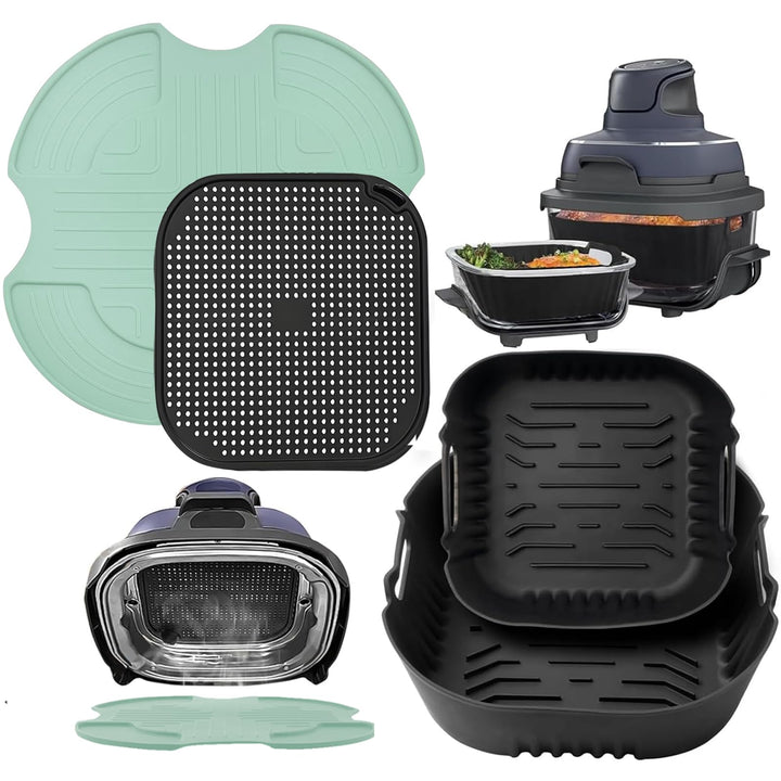 Airfryer Zubehör für Ninja CRISPi FN101EU Airfryer 2 Stück Silikonform+ Spritzschutz + Silikonmatten
