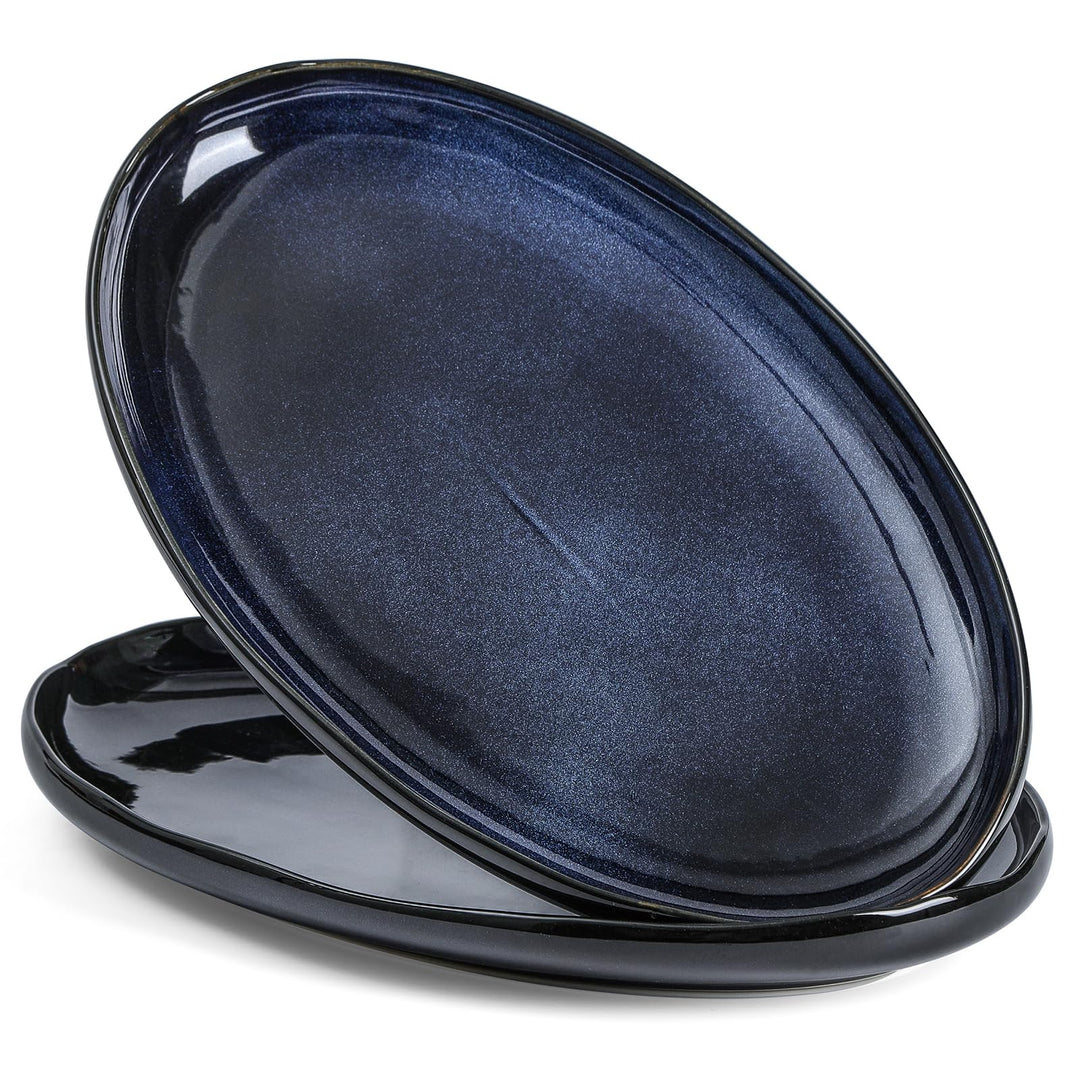 vicrays Servierplatte aus Keramik, extra gross, oval, 37,8 cm, Porzellan, Abendessenteller, langes S