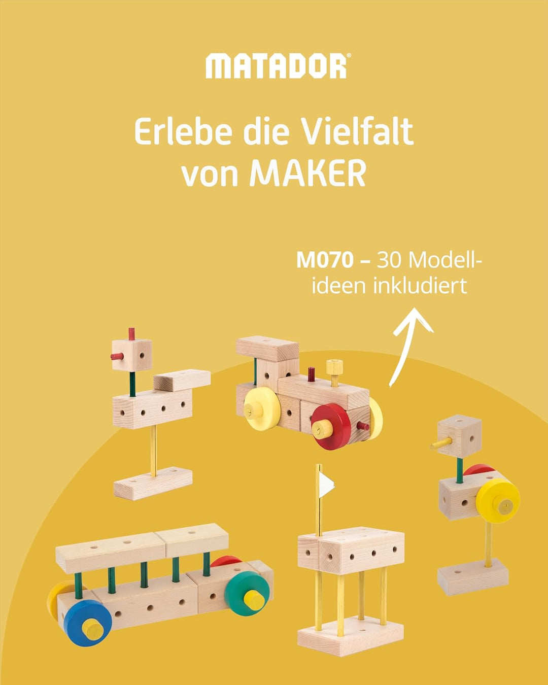 Matador 21070 M070 Baukasten, ab 3 Jahren, holzfarben, bunt