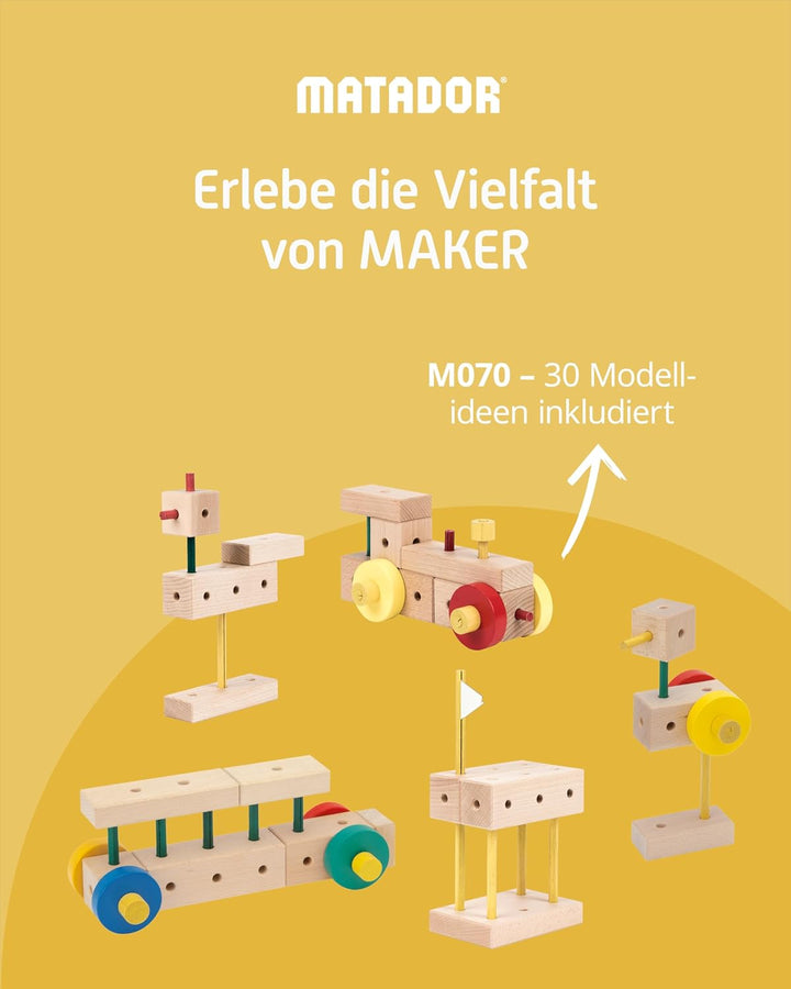 Matador 21070 M070 Baukasten, ab 3 Jahren, holzfarben, bunt