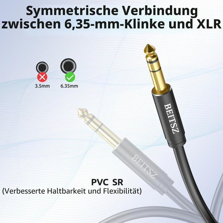 XLR Buchse auf 6,35 mm TRS Kabel,1/4 Zoll Klinke auf XLR Female Kabel für Mikrofone, Aktive Lautspre