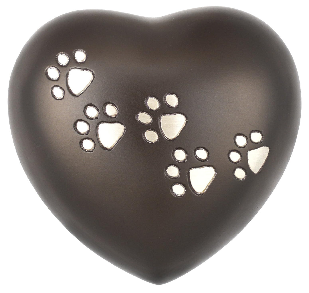 Urn for Ashes Paw Heart Funeral Cremation Memorial Keepsake Pet Dog Cat |Without Stand (Chocolate 5"