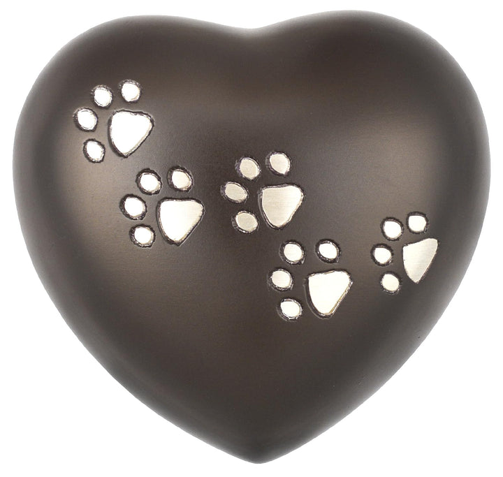 Urn for Ashes Paw Heart Funeral Cremation Memorial Keepsake Pet Dog Cat |Without Stand (Chocolate 5"