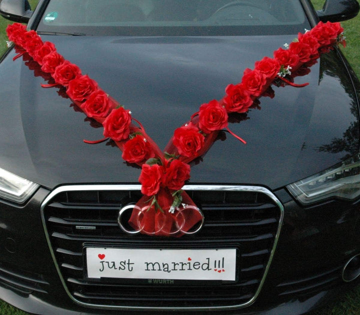 Rosen Girlande Braut Paar Rose Deko Dekoration Autoschmuck Hochzeit Car Auto Wedding ®Auto-schmuck D