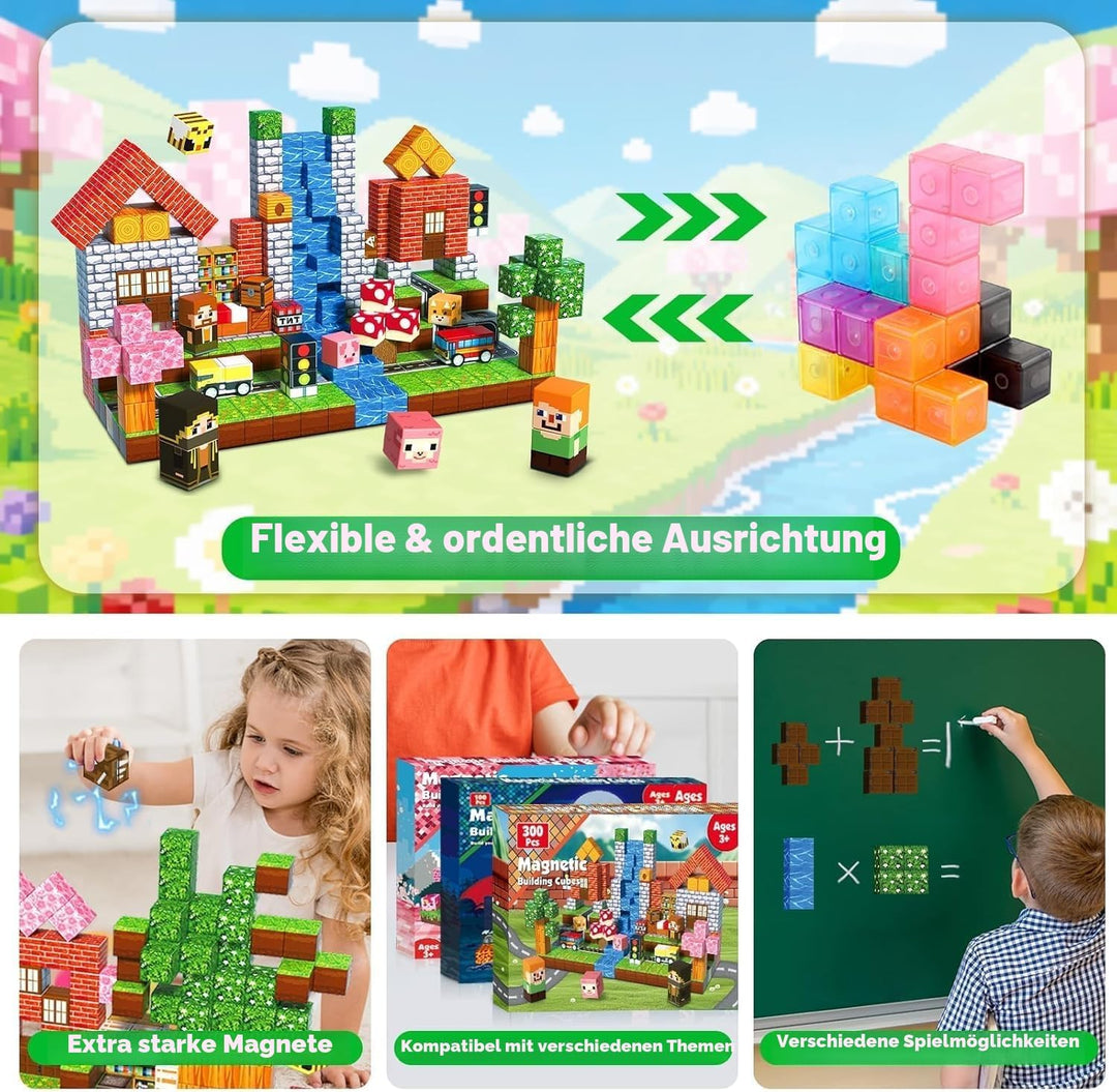 Goody King Magnetische Bausteine 300 Teile - Abenteuer Wald: Baue EIN Lager, Entdecke Tiere und Erzä