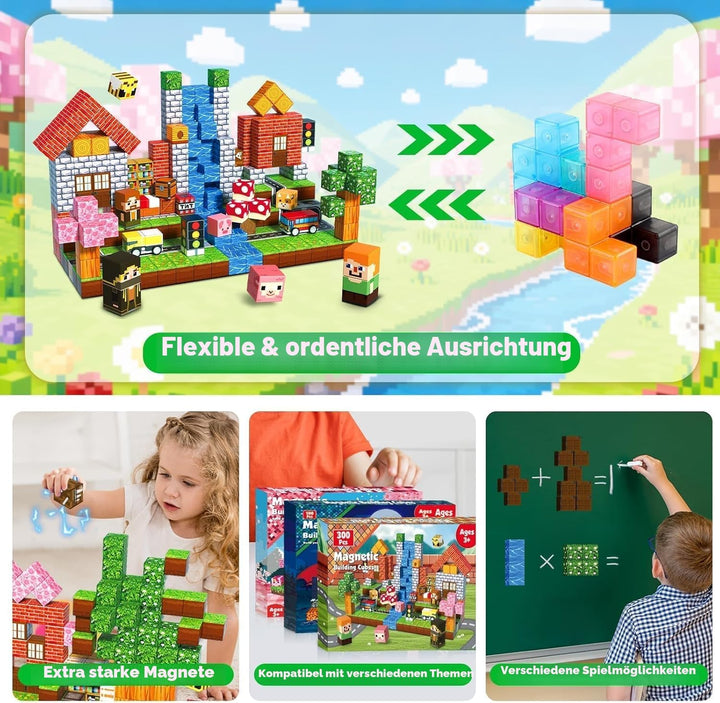 Goody King Magnetische Bausteine 300 Teile - Abenteuer Wald: Baue EIN Lager, Entdecke Tiere und Erzä