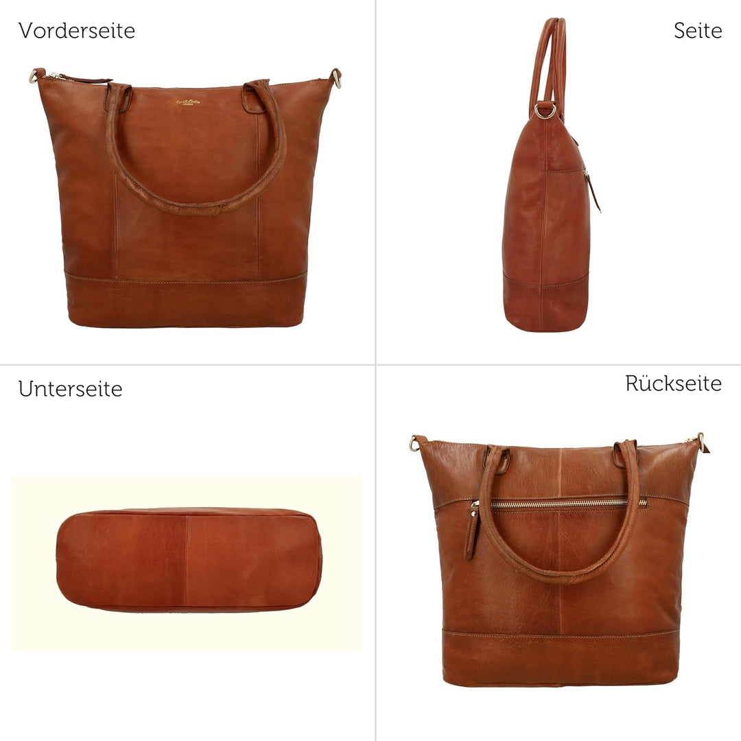 Gusti Shopper Leder - Mia Handtasche Damen Arbeitstasche Braun, Braun