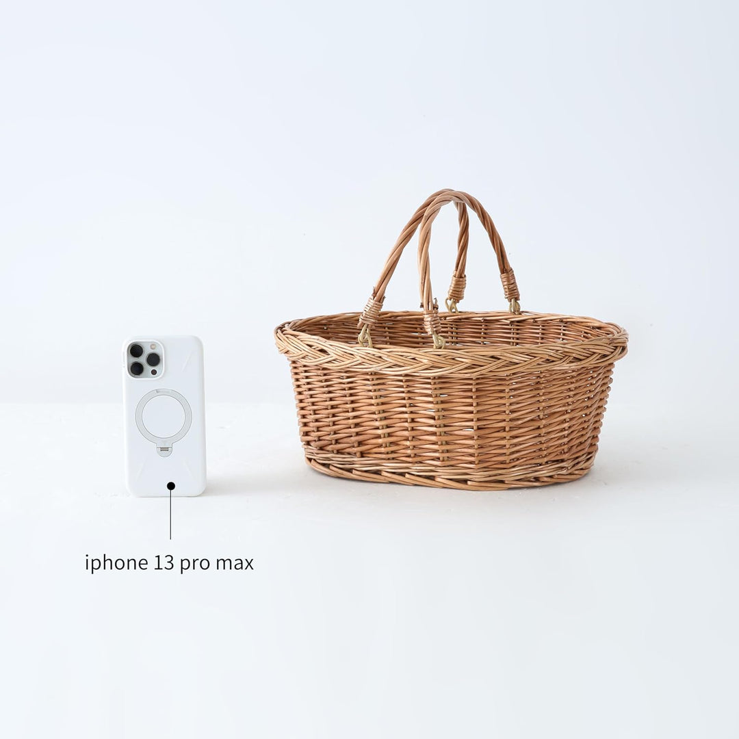 Picknickkorb aus Weide mit Griff, Einkaufskorb, Naturbraun 11.8 inches x 15.7 inches x 5.9 inches, 1