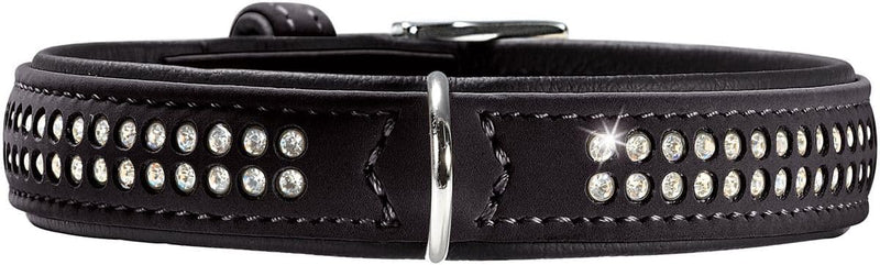 HUNTER SOFTIE DELUXE Hundehalsband, Kunstleder, glitzernde Strasssteine, 40 (XS-S), schwarz 40 (XS-S