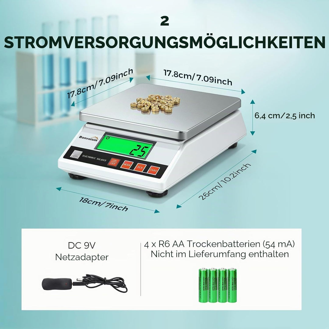 Bonvoisin 6000g, 0.1g Hochpr?zise Digitale Elektronische Waage Industrielle Z?hlwaage Küchenschmuckw