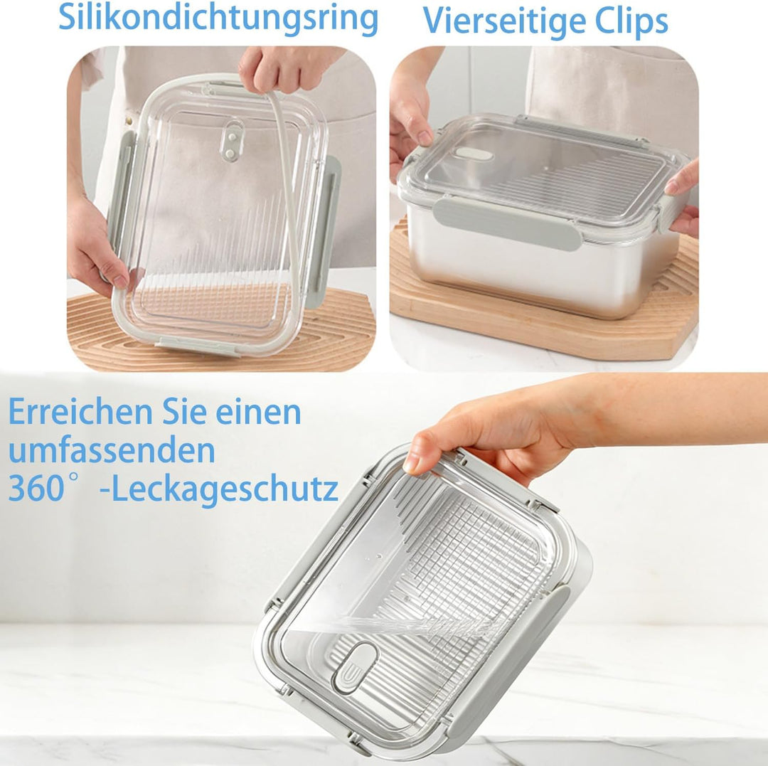 FOLAI 5er set 304-Edelstahl Frischhaltedosen mit deckel Vorratsbehälterset,kühlschrank organizer Auf