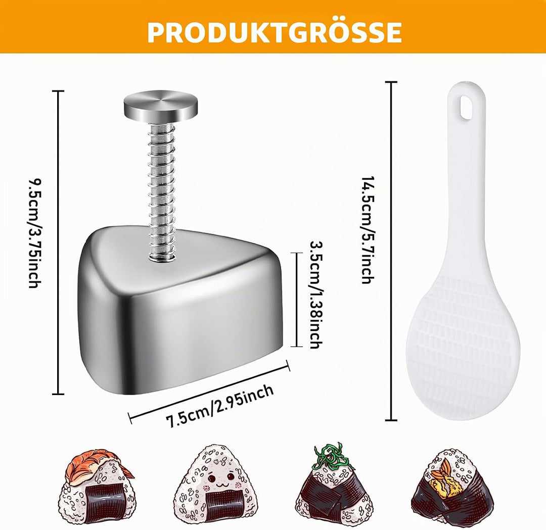 2 Stück Onigiri Form Sushi Maker Sushi Form Mold Edelstahl Dreieck Reisbällchen Maker Reisform DIY W