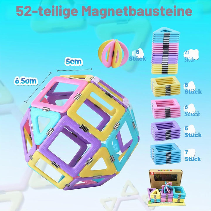 Magblock Magnetische Bausteine 52 Teiles Konstruktion Bauen Blöcke Kinder Pädagogisches Magnetspielz