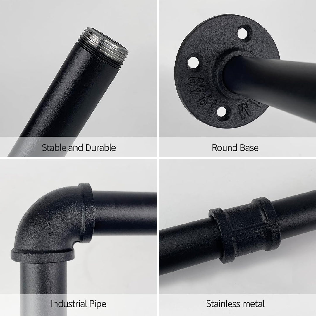 Kleiderstangen für die Wand 2er Set, 92 cm Industrieller Rohr Kleiderständer zur Wandmontage, Platzs