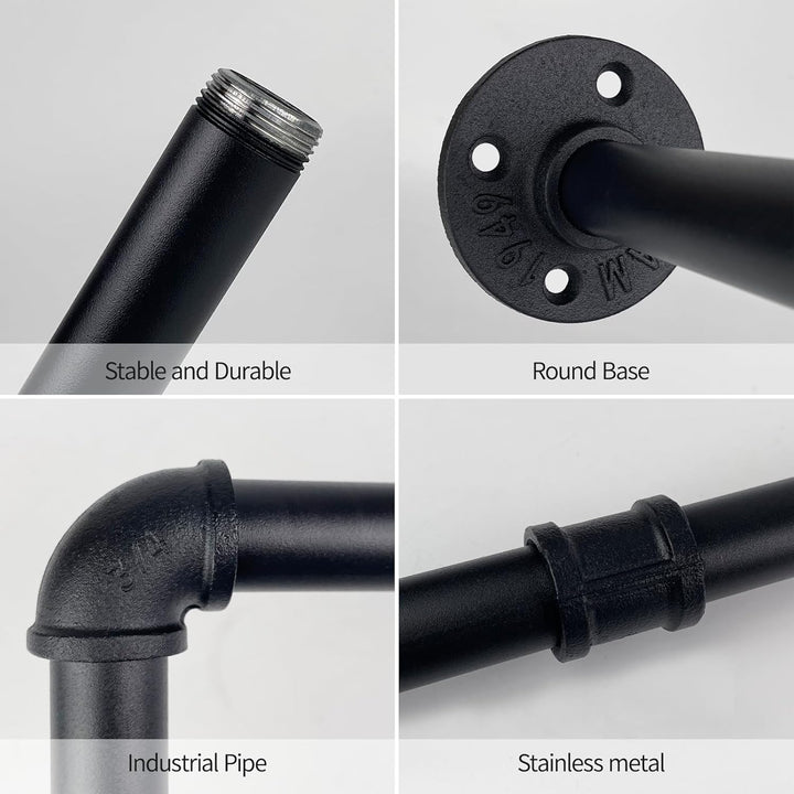 Kleiderstangen für die Wand 2er Set, 92 cm Industrieller Rohr Kleiderständer zur Wandmontage, Platzs