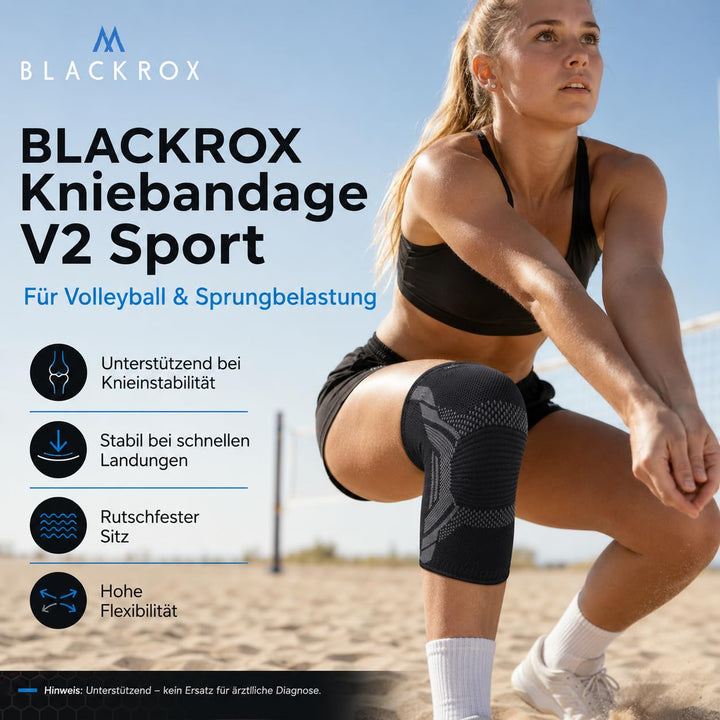 BLACKROX Kniebandage Sport Vergleichssieger Kompressions Knie Bandage, Sportkniebandage, Sport Fussb
