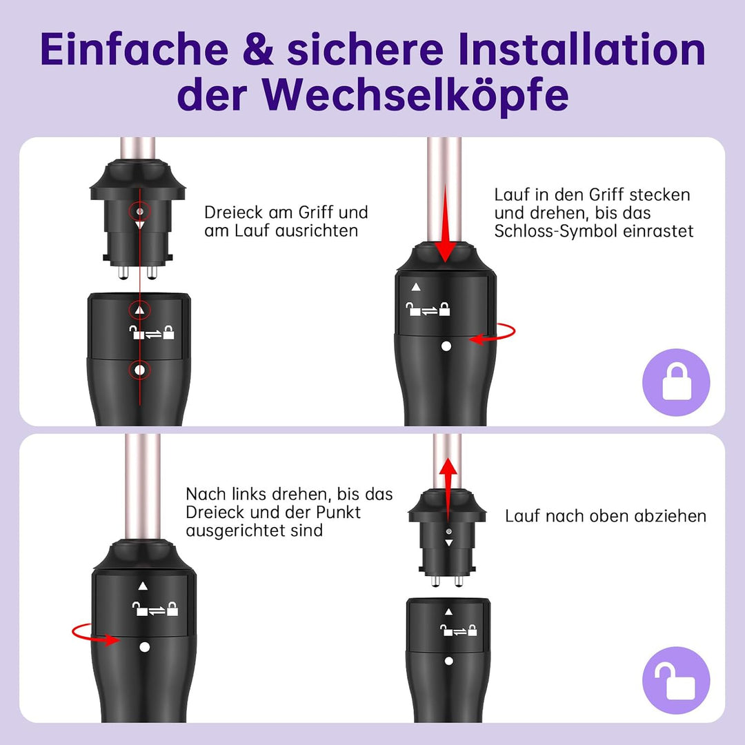 Lockenstab Set, 30s Schnellaufheizung, 13 Temperaturstufen 100-230°C (9 mm) | 360° drehbares Anti-Ta