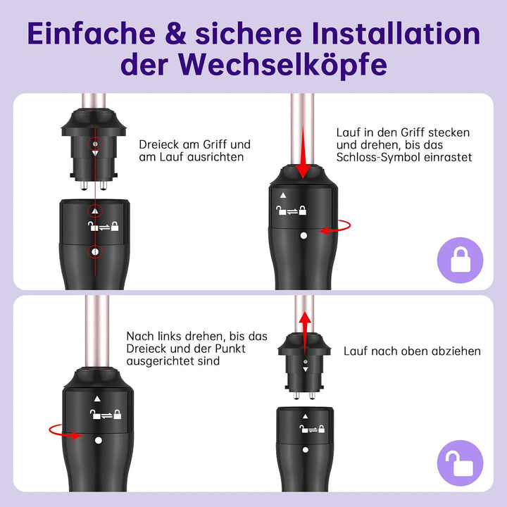 Lockenstab Set, 30s Schnellaufheizung, 13 Temperaturstufen 100-230°C (9 mm) | 360° drehbares Anti-Ta