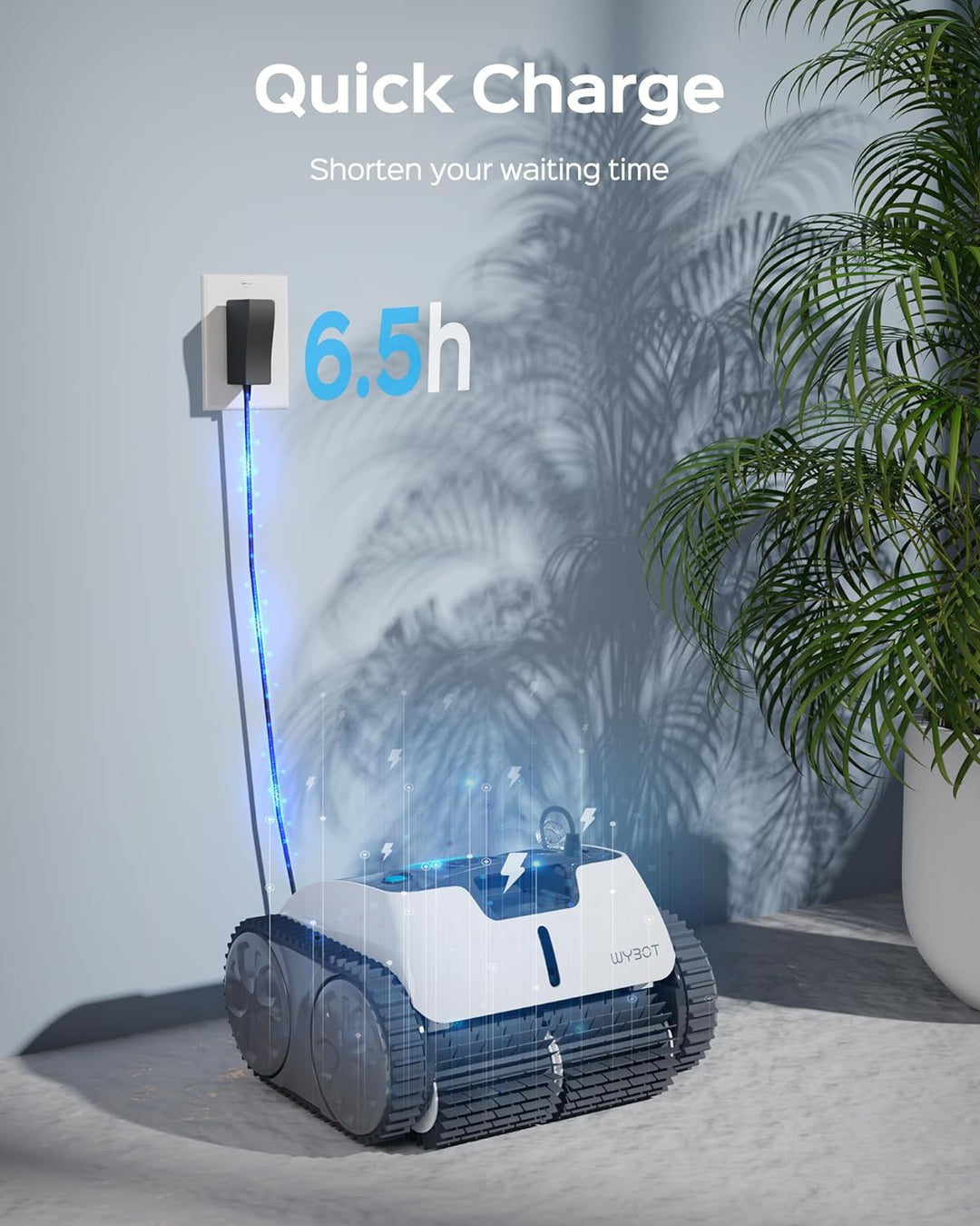 WYBOT Poolroboter Akku für 110 Mins, Vollautomatisch Poolreiniger Boden, Wasserlinie, Wandreinigung,