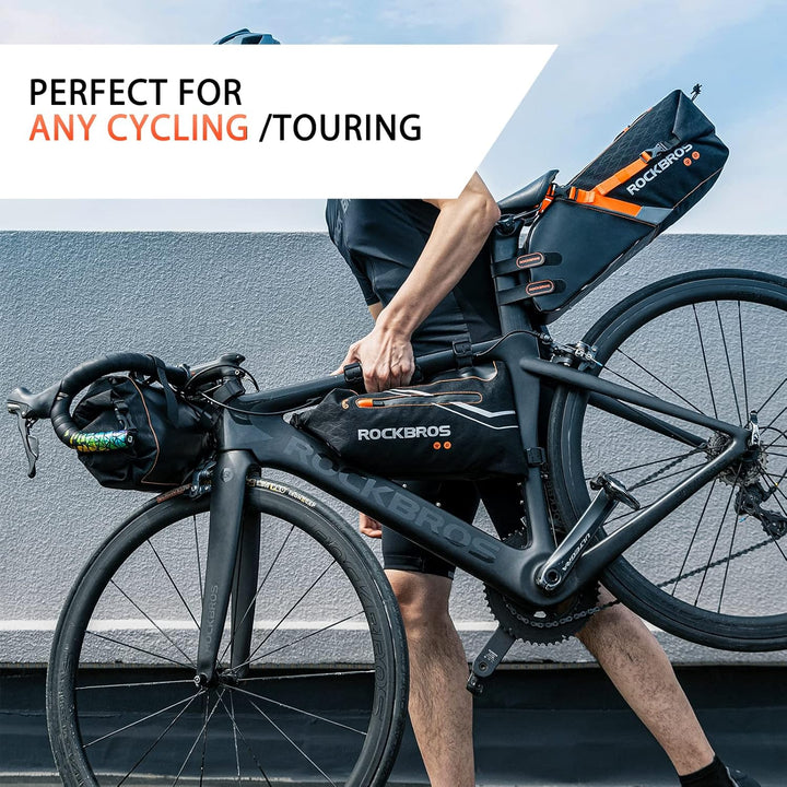 ROCKBROS Fahrradtaschen Set wasserdichte Lenkertasche + Rahmentasche + Satteltasche für Fahrrad, Bik