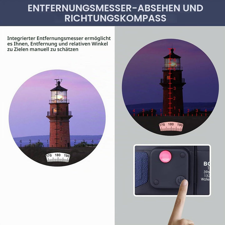 Marine Fernglas 10x50 wasserdicht mit Kompass &amp; Entfernungsmesser, Militärfernglas HD, beschlagfreie