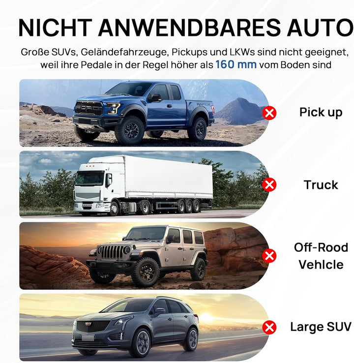 Boiarc Pedalschloss Diebstahlsicherung für Auto Bremse Kupplung, Schwerer Edelstahl Wegfahrsperre, B
