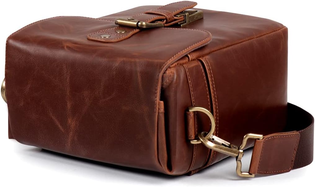 MegaGear MG1523 Kameratasche - Kuriertasche aus Leder für Spiegellose, Sofortbild - und DSLR Kameras