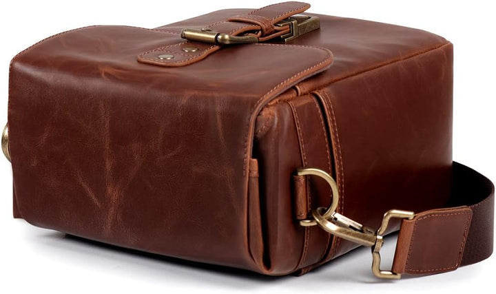 MegaGear MG1523 Kameratasche - Kuriertasche aus Leder für Spiegellose, Sofortbild - und DSLR Kameras